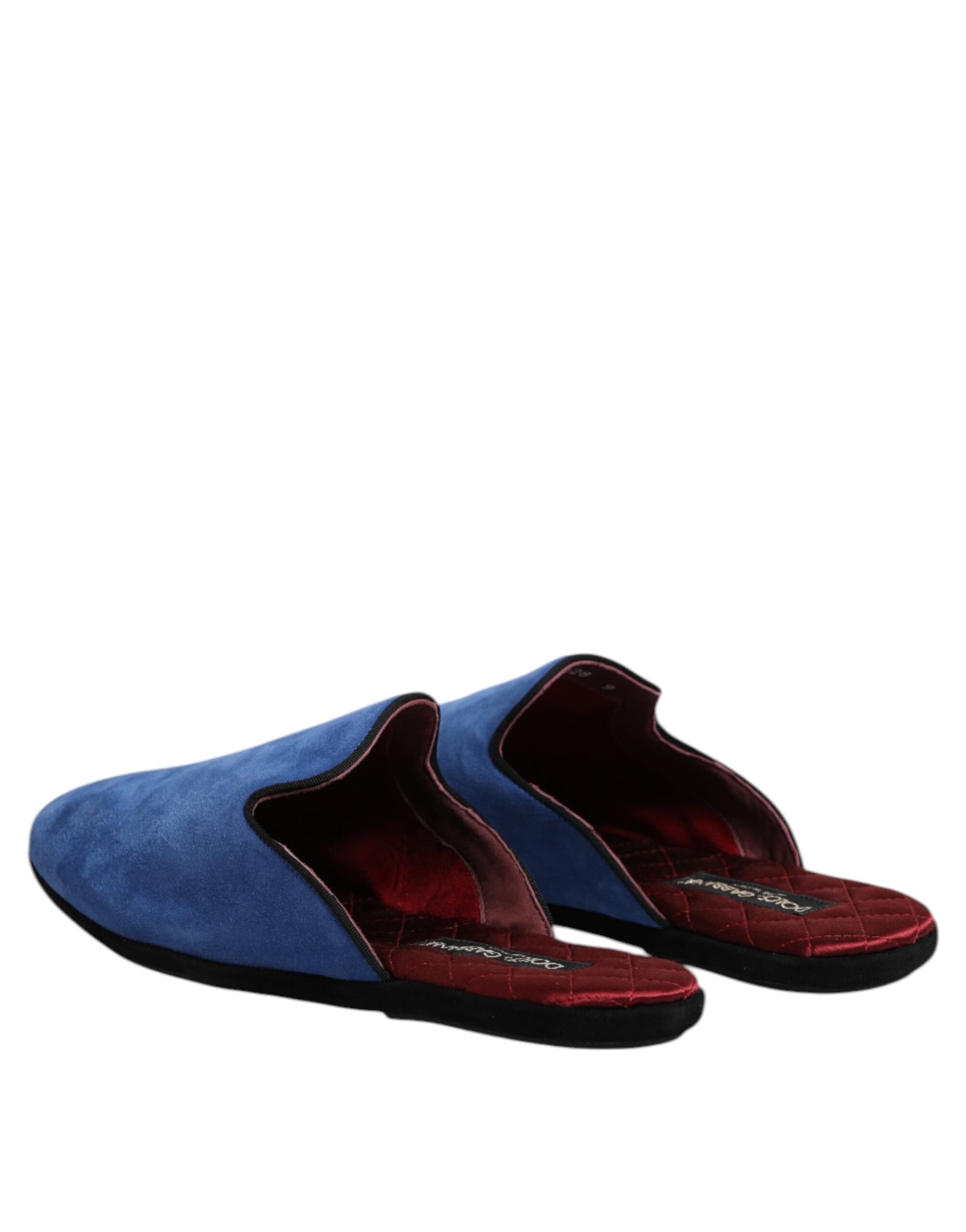 Dolce & Gabbana Blue Suede Capra Slides Flat Slipper Shoes Dolce & Gabbana