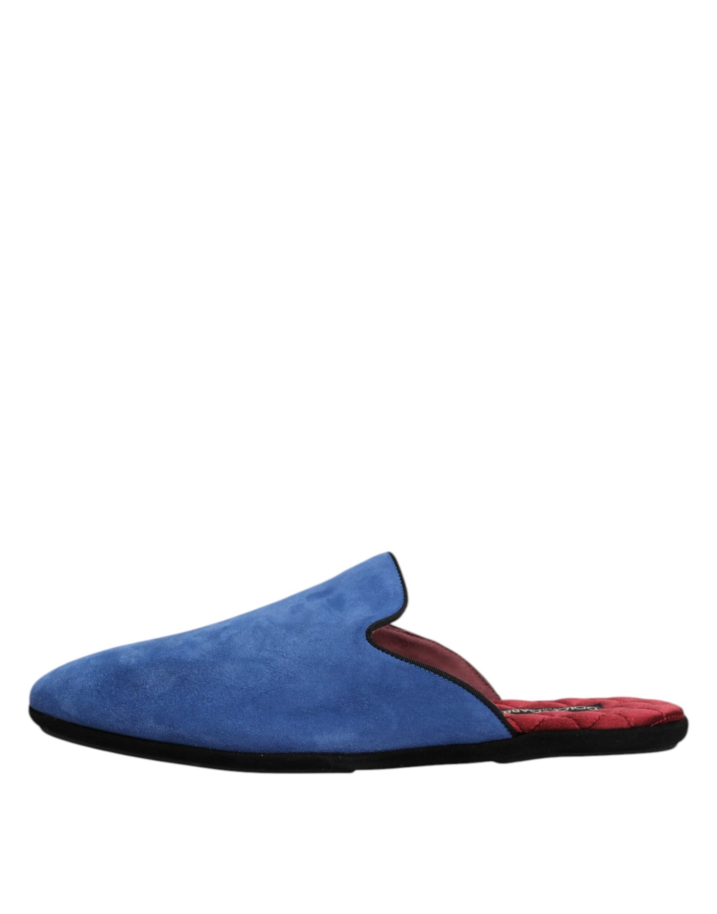 Dolce & Gabbana Blue Suede Capra Slides Flat Slipper Shoes Dolce & Gabbana
