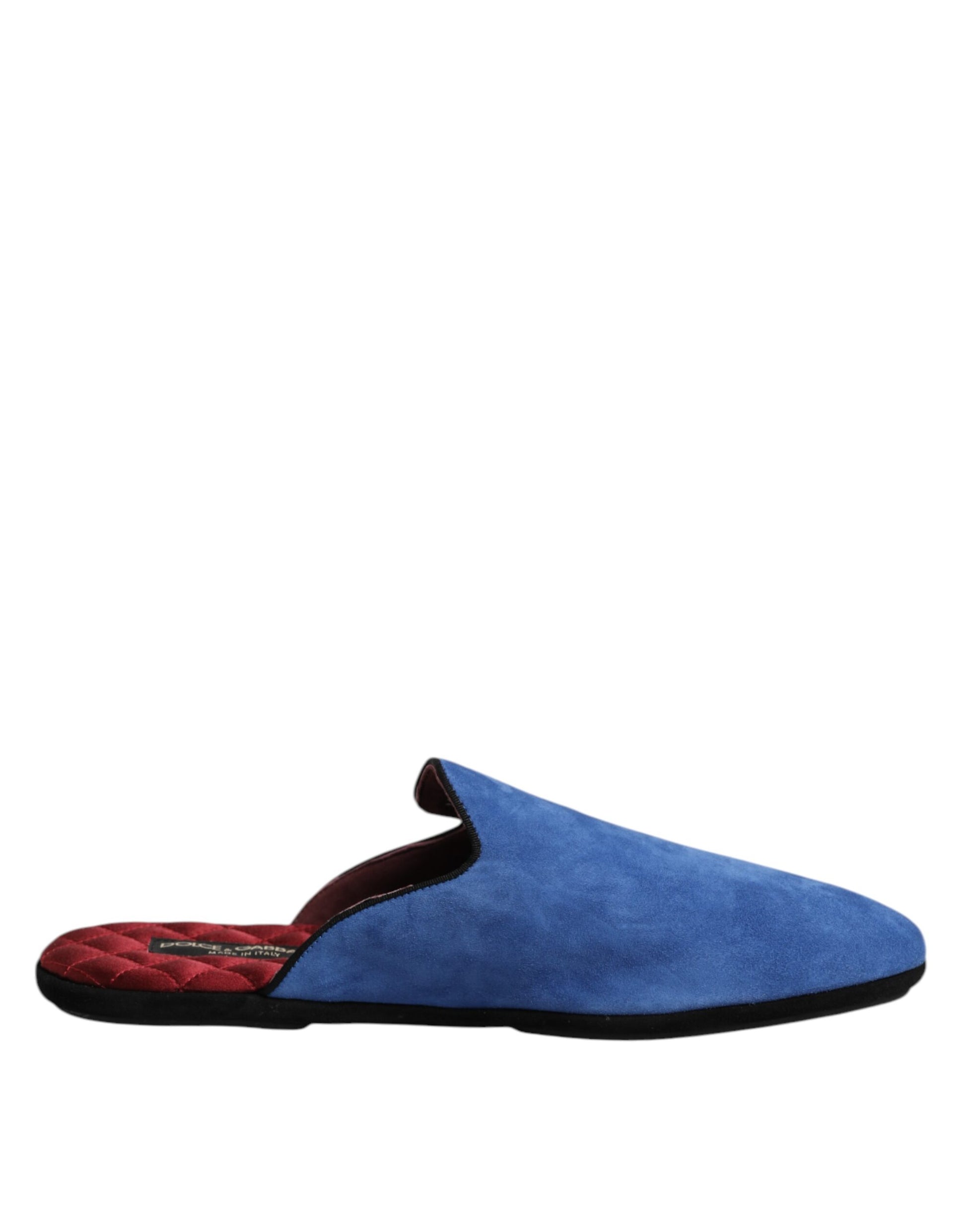 Dolce & Gabbana Blue Suede Capra Slides Flat Slipper Shoes Dolce & Gabbana