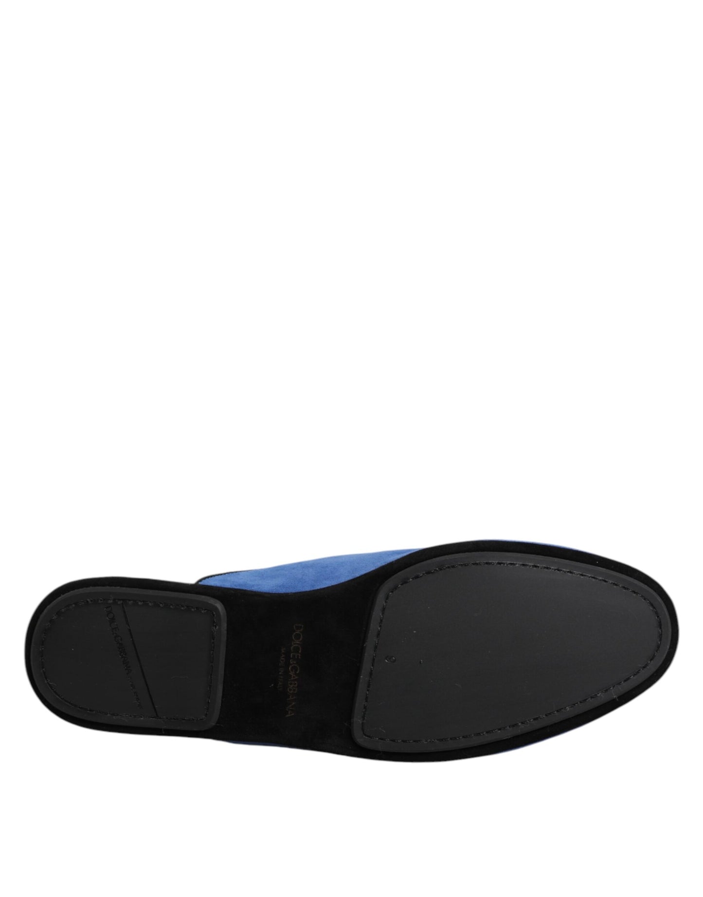 Dolce & Gabbana Blue Suede Capra Slides Flat Slipper Shoes Dolce & Gabbana
