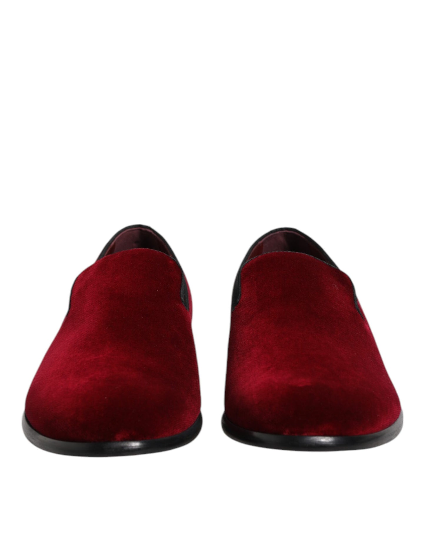 Dolce & Gabbana Red Cotton Velvet Slip On Loafers Formal Shoes Dolce & Gabbana