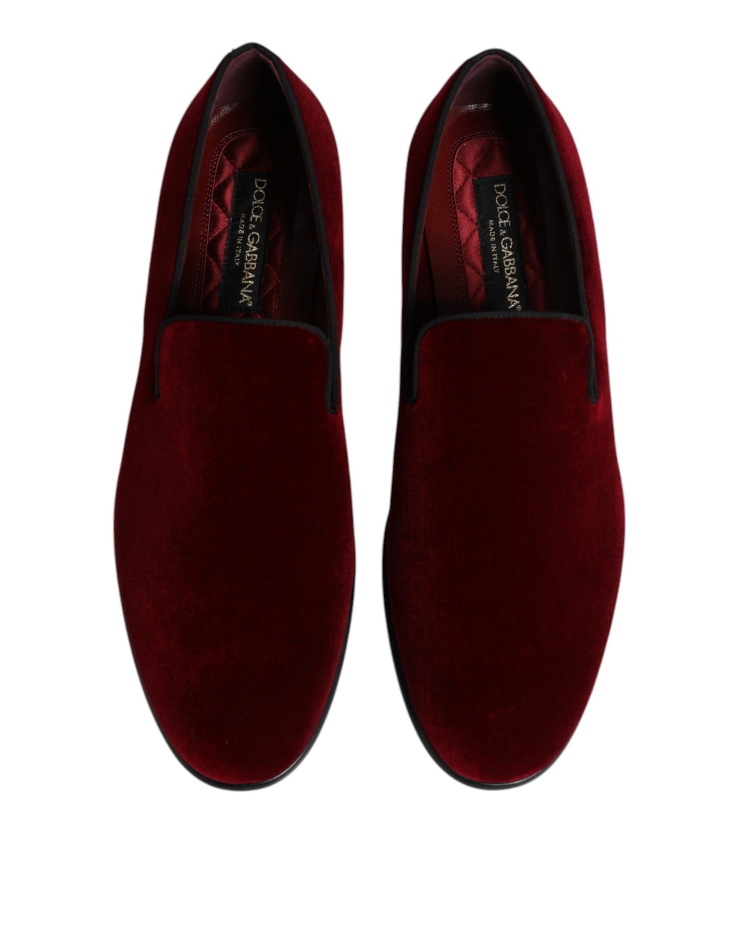 Dolce & Gabbana Red Cotton Velvet Slip On Loafers Formal Shoes Dolce & Gabbana
