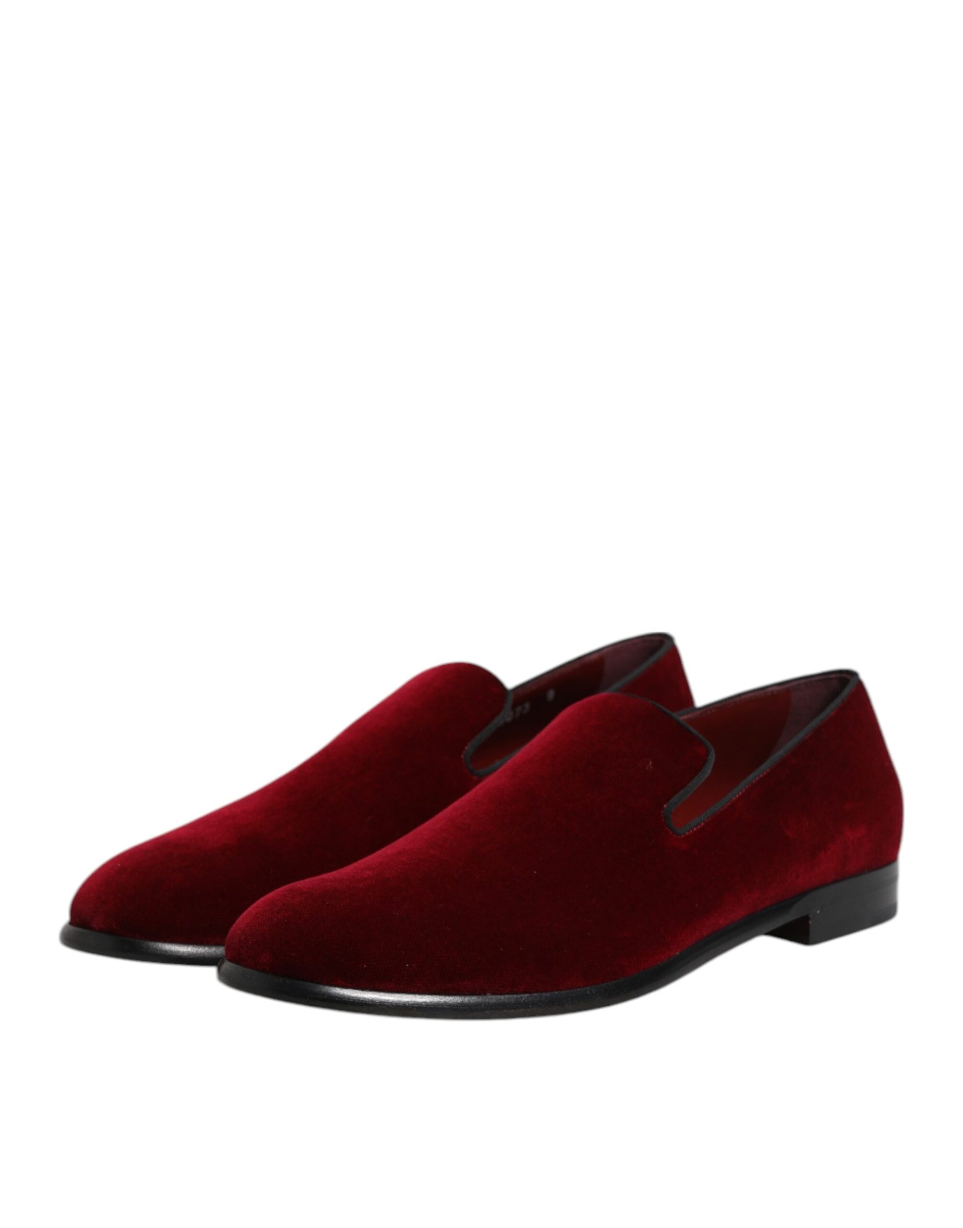 Dolce & Gabbana Red Cotton Velvet Slip On Loafers Formal Shoes Dolce & Gabbana