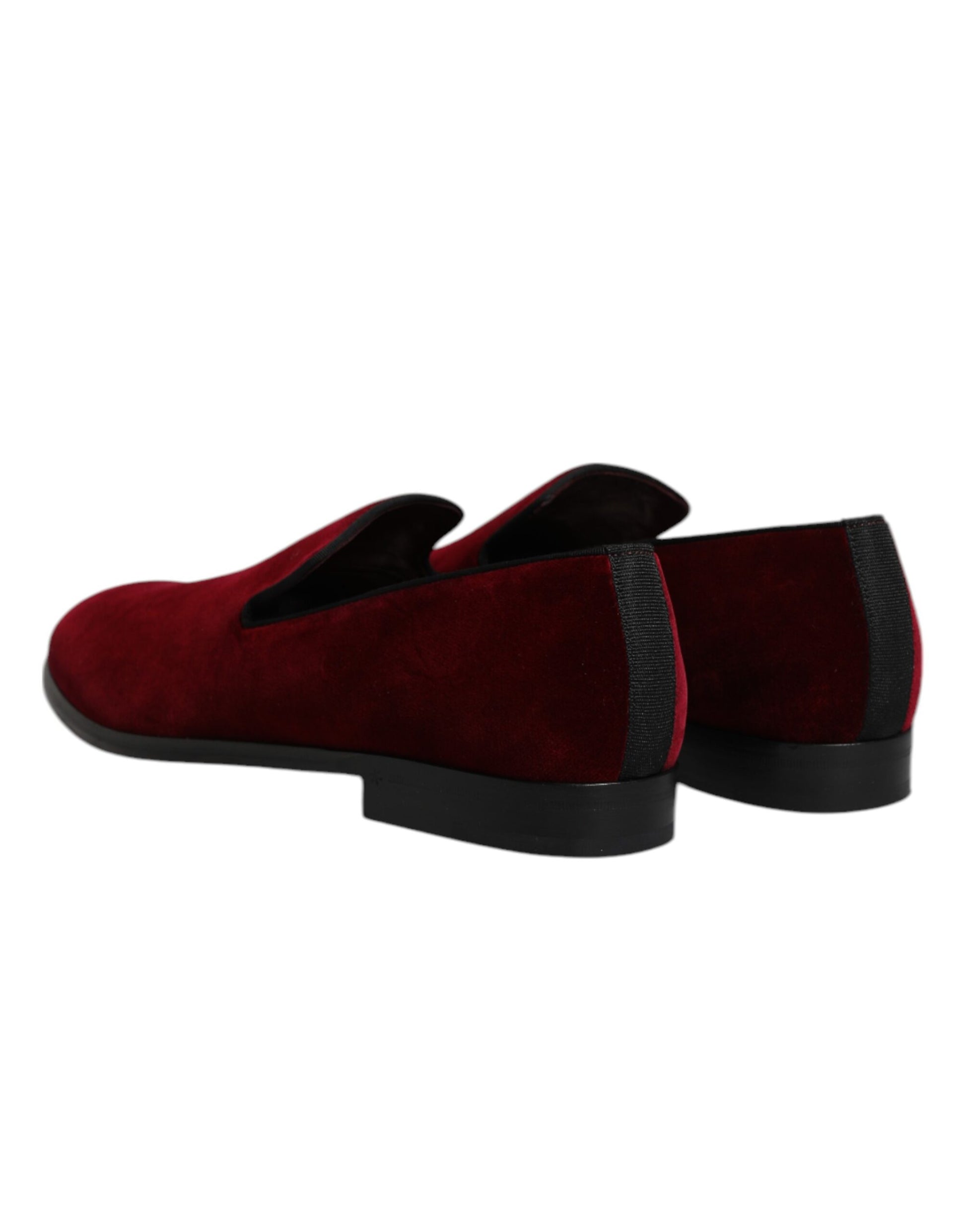 Dolce & Gabbana Red Cotton Velvet Slip On Loafers Formal Shoes Dolce & Gabbana