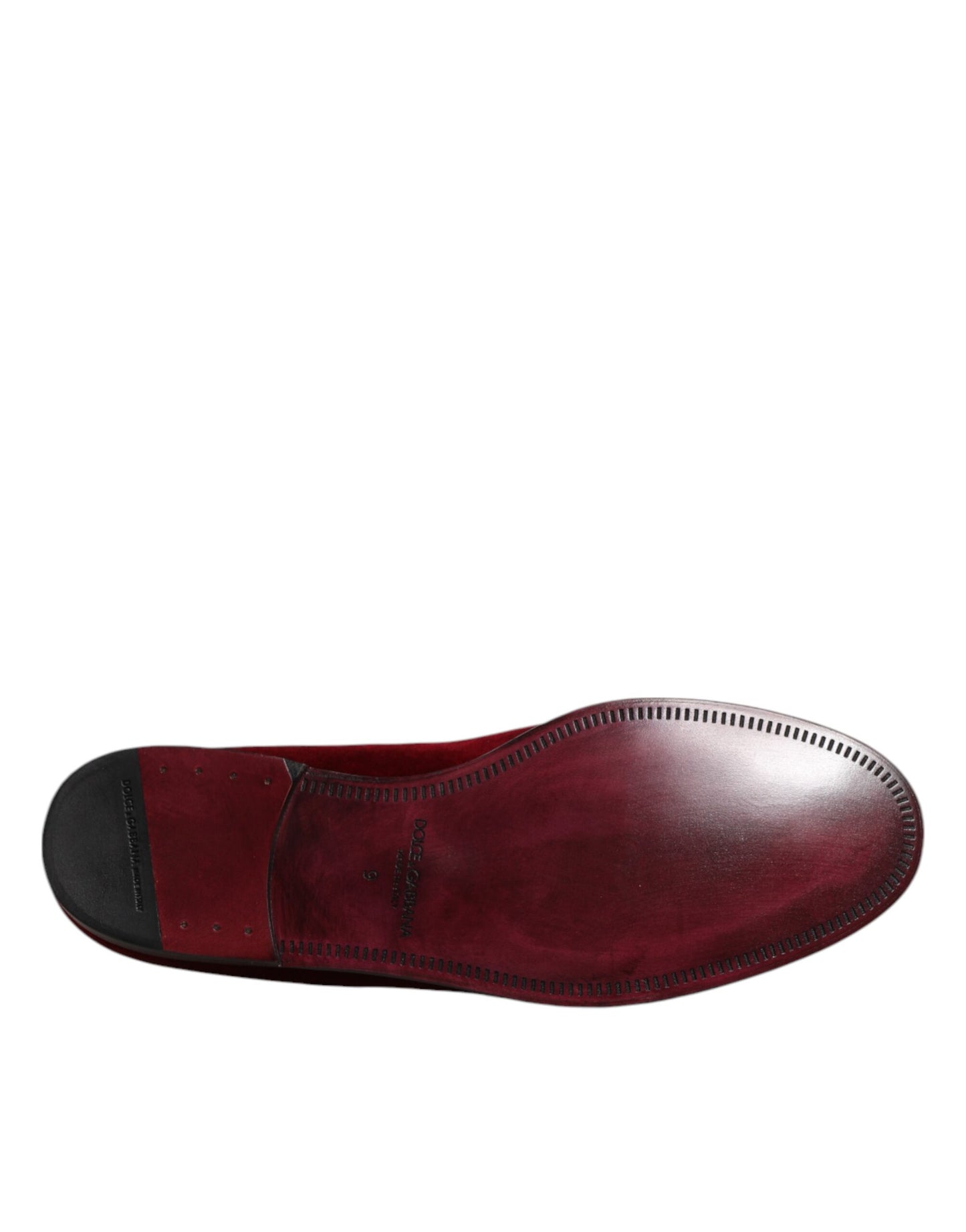 Dolce & Gabbana Red Cotton Velvet Slip On Loafers Formal Shoes Dolce & Gabbana