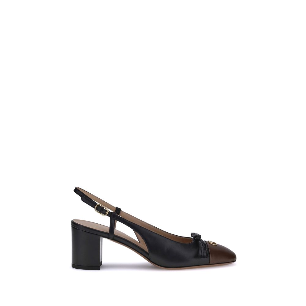 Valentino Garavani Black Goatskin Mid Heel Pumps Valentino Garavani