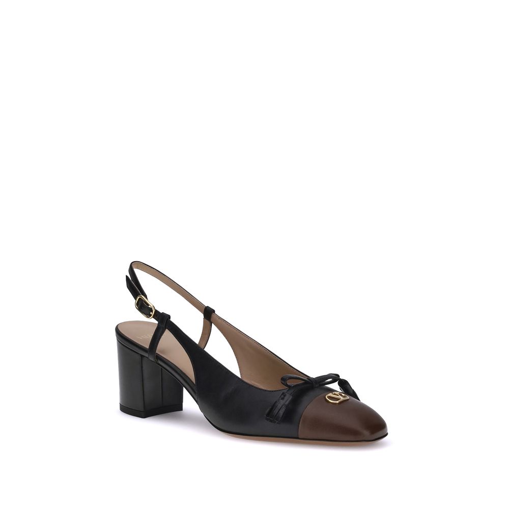 Valentino Garavani Black Goatskin Mid Heel Pumps Valentino Garavani
