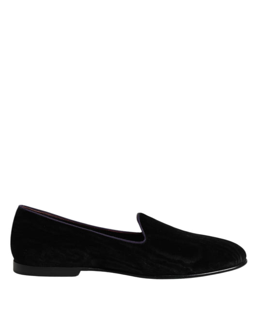 Dolce & Gabbana Black DG Crown Embroidery Loafers Slip On Shoes Dolce & Gabbana