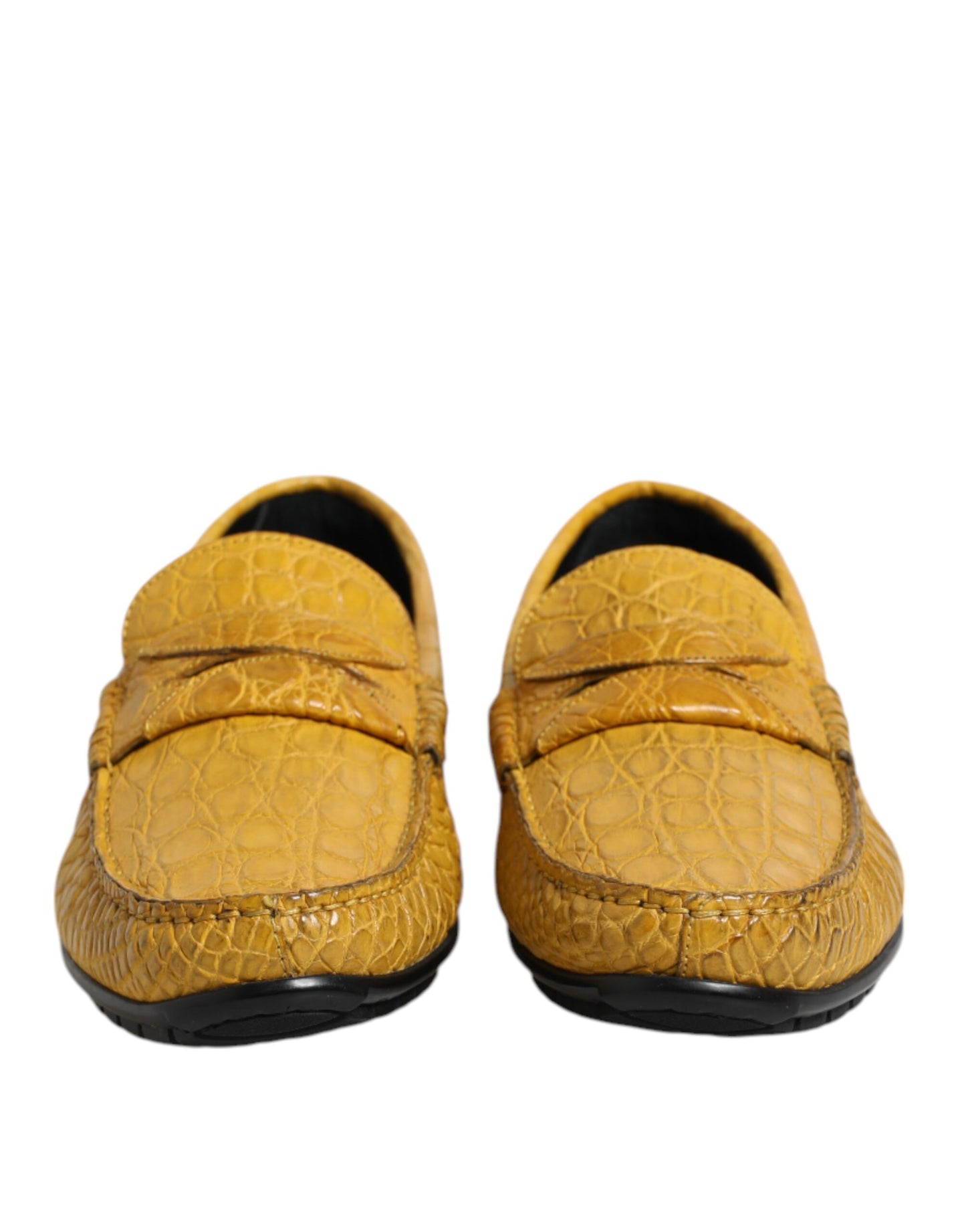 Dolce & Gabbana Yellow Exotic Leather Loafers Slip On Shoes Dolce & Gabbana