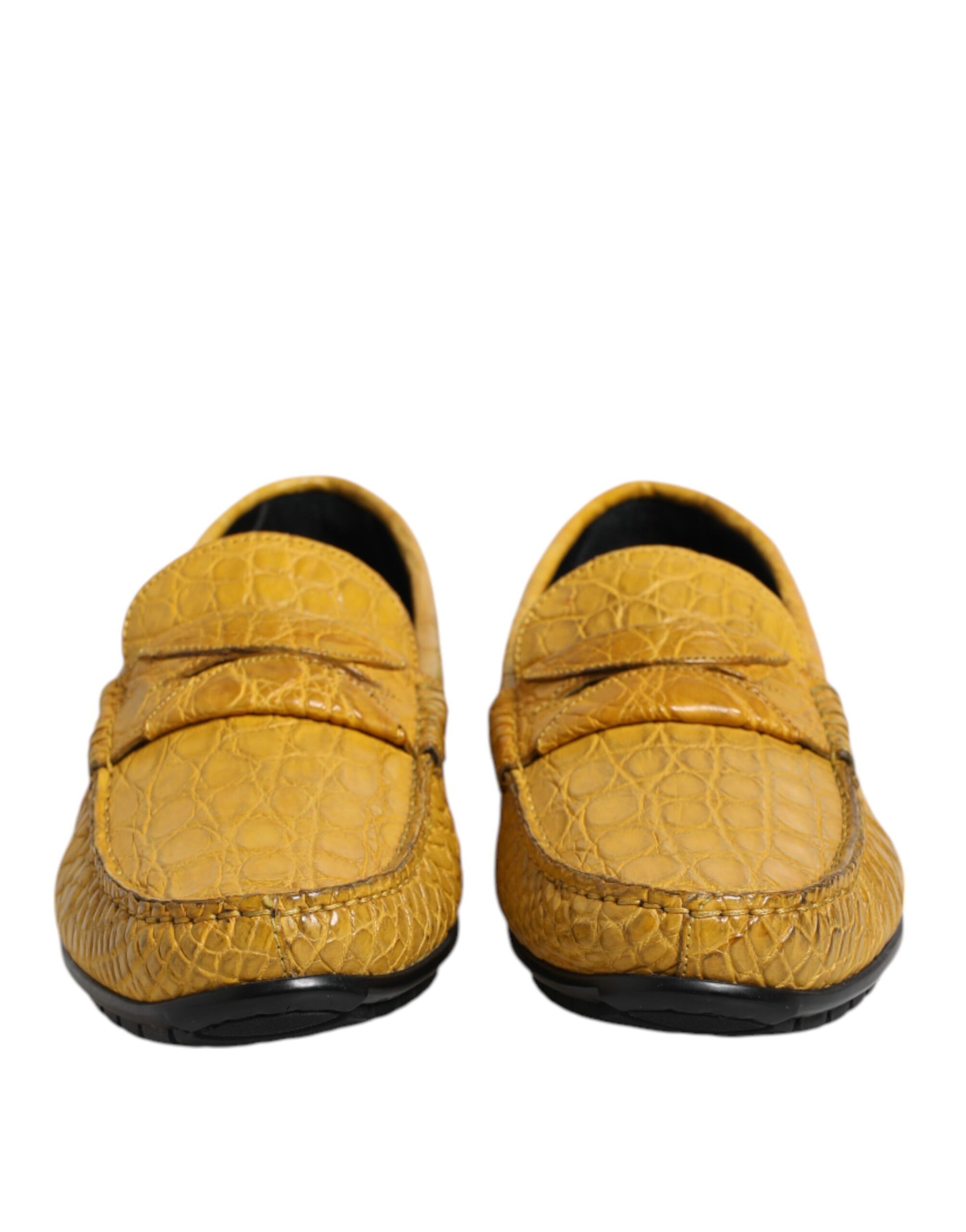 Dolce & Gabbana Yellow Exotic Leather Loafers Slip On Shoes Dolce & Gabbana