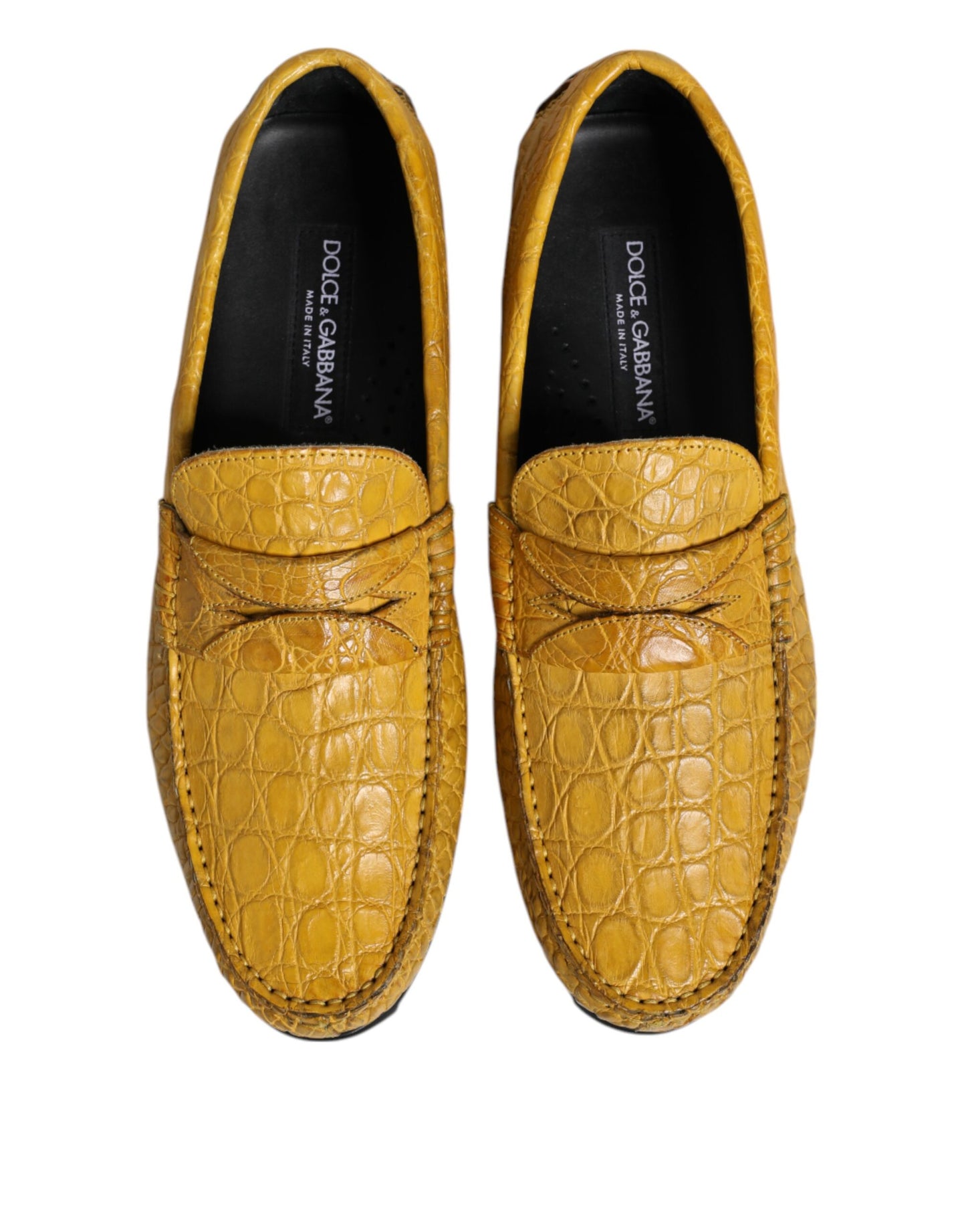 Dolce & Gabbana Yellow Exotic Leather Loafers Slip On Shoes Dolce & Gabbana