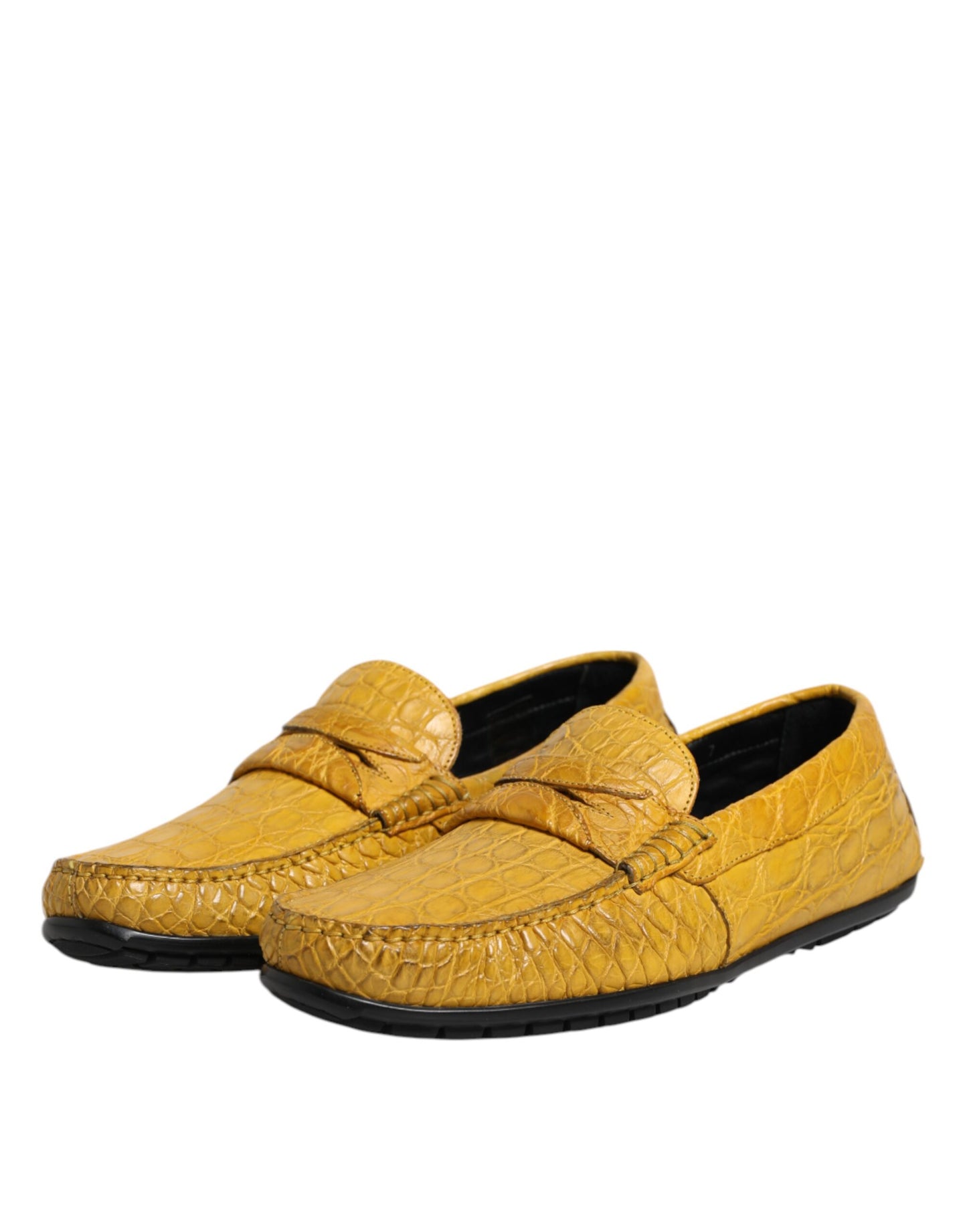 Dolce & Gabbana Yellow Exotic Leather Loafers Slip On Shoes Dolce & Gabbana