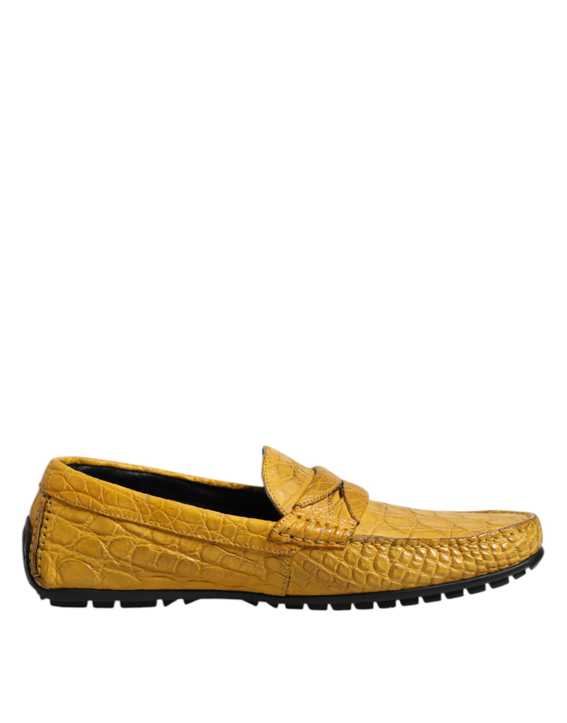 Dolce & Gabbana Yellow Exotic Leather Loafers Slip On Shoes Dolce & Gabbana