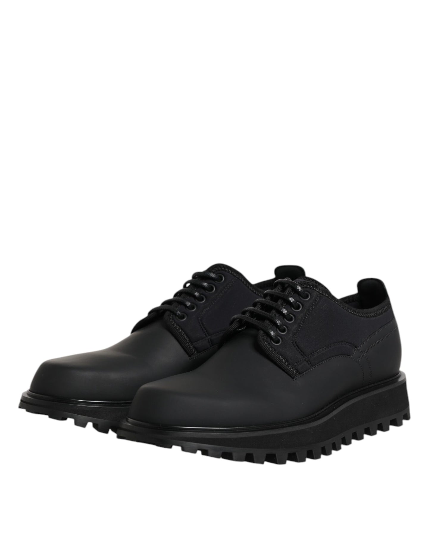 Dolce & Gabbana Black Leather Lace Up Trekking Dress Shoes Dolce & Gabbana