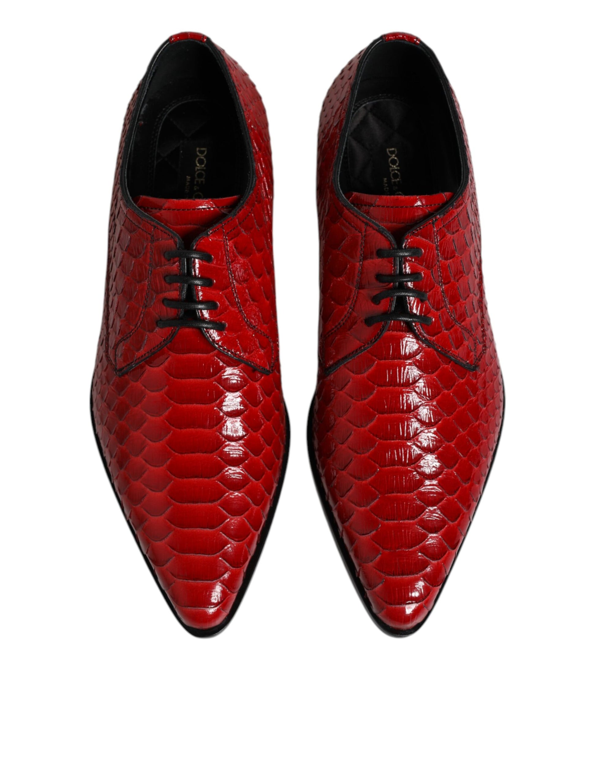 Dolce & Gabbana Red Exotic Leather Lace Up Dress Derby Shoes Dolce & Gabbana