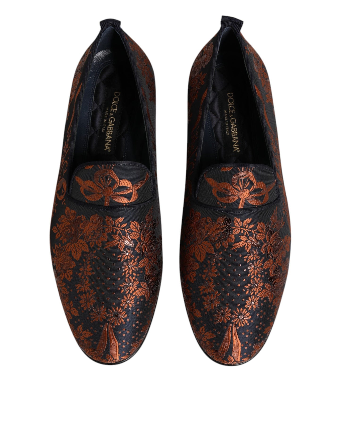 Dolce & Gabbana Black Jacquard Polyester Slip On Loafers Shoes Dolce & Gabbana