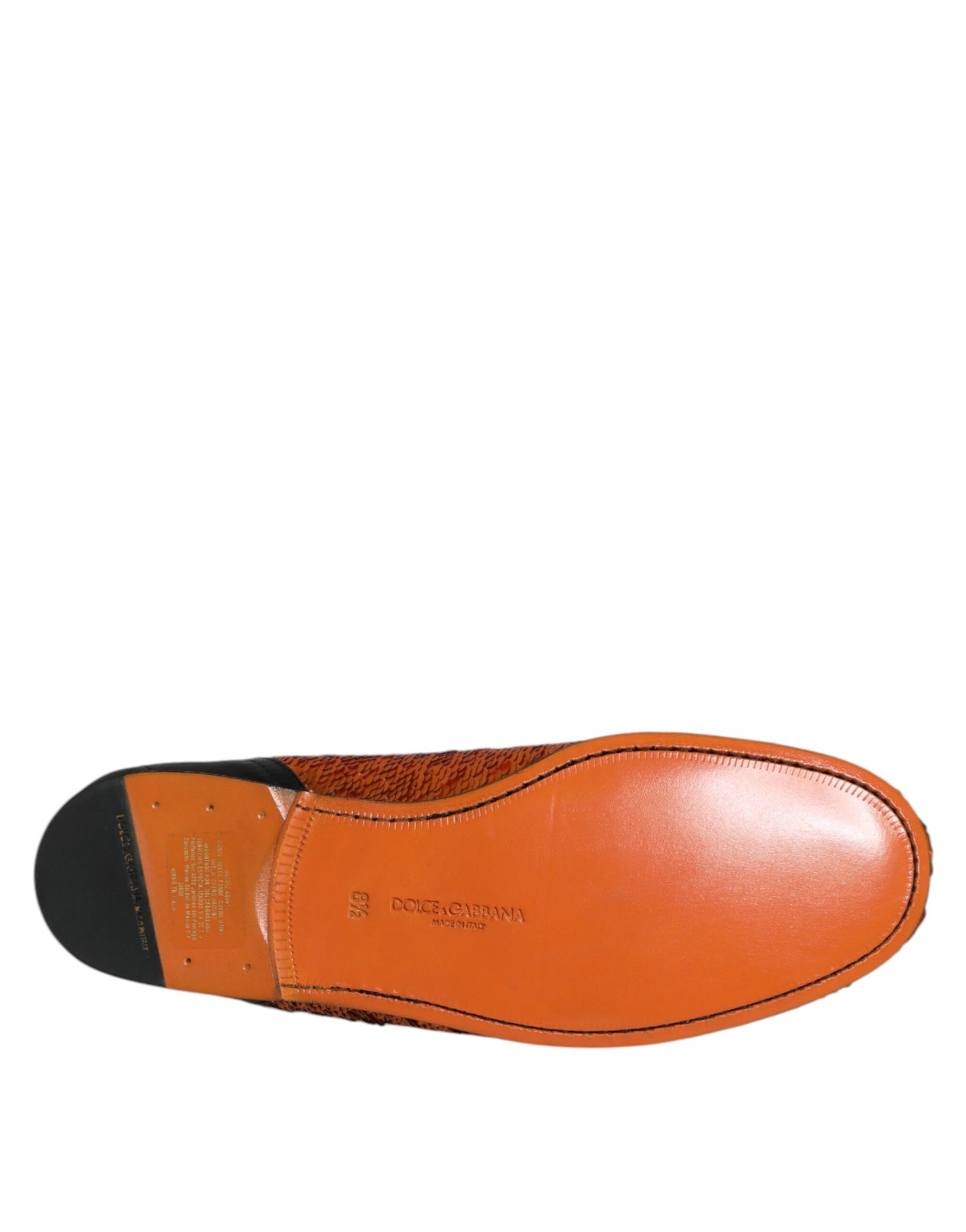 Dolce & Gabbana Orange Sequin Embellished Men Loafers Shoes Dolce & Gabbana