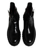 Dolce & Gabbana Black Belted DG Logo Men Chelsea Boots Shoes - Eljoys Fashion 