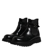 Dolce & Gabbana Black Belted DG Logo Men Chelsea Boots Shoes - Eljoys Fashion 