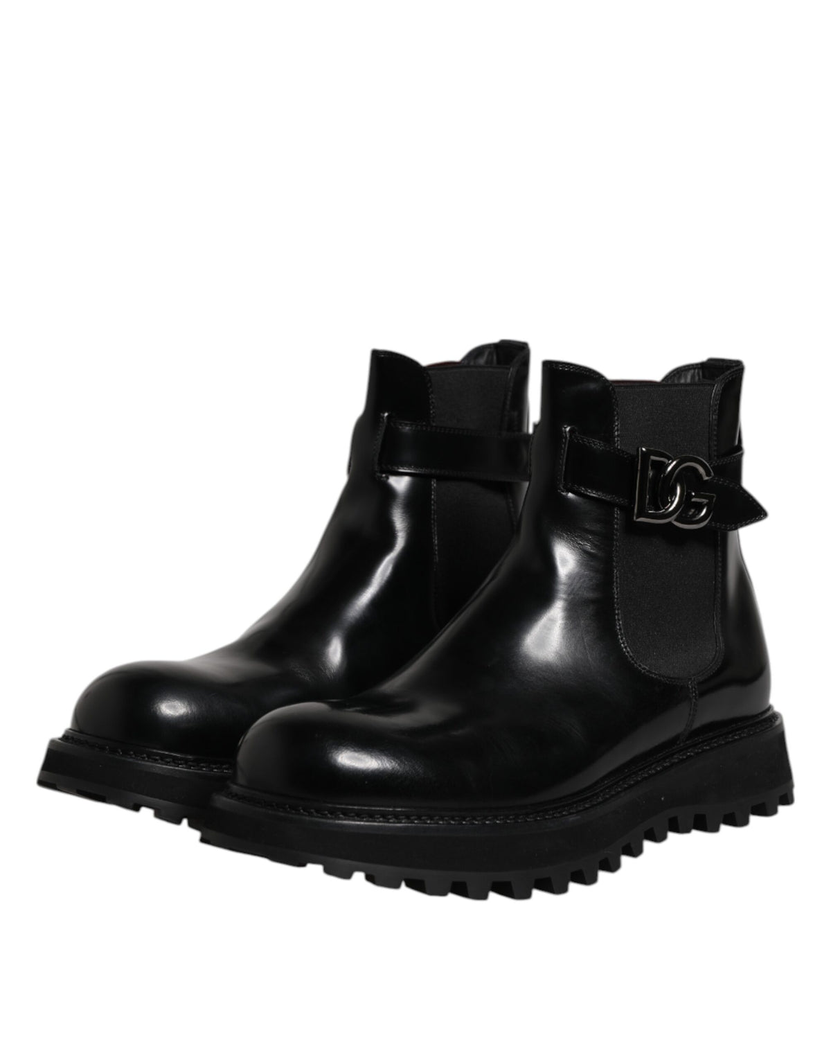 Dolce & Gabbana Black Belted DG Logo Men Chelsea Boots Shoes - Eljoys Fashion 