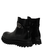 Dolce & Gabbana Black Belted DG Logo Men Chelsea Boots Shoes - Eljoys Fashion 