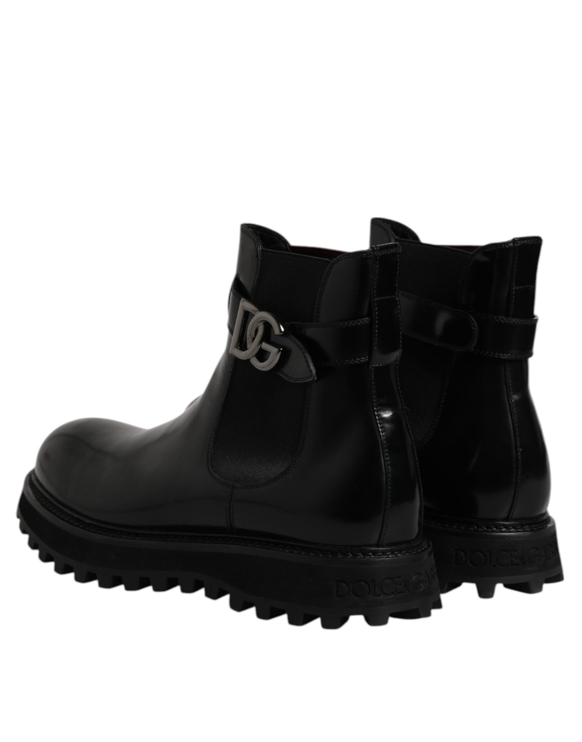 Dolce & Gabbana Black Belted DG Logo Men Chelsea Boots Shoes - Eljoys Fashion 