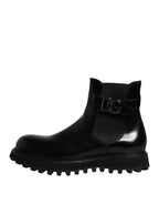 Dolce & Gabbana Black Belted DG Logo Men Chelsea Boots Shoes - Eljoys Fashion 