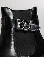 Dolce & Gabbana Black Belted DG Logo Men Chelsea Boots Shoes - Eljoys Fashion 