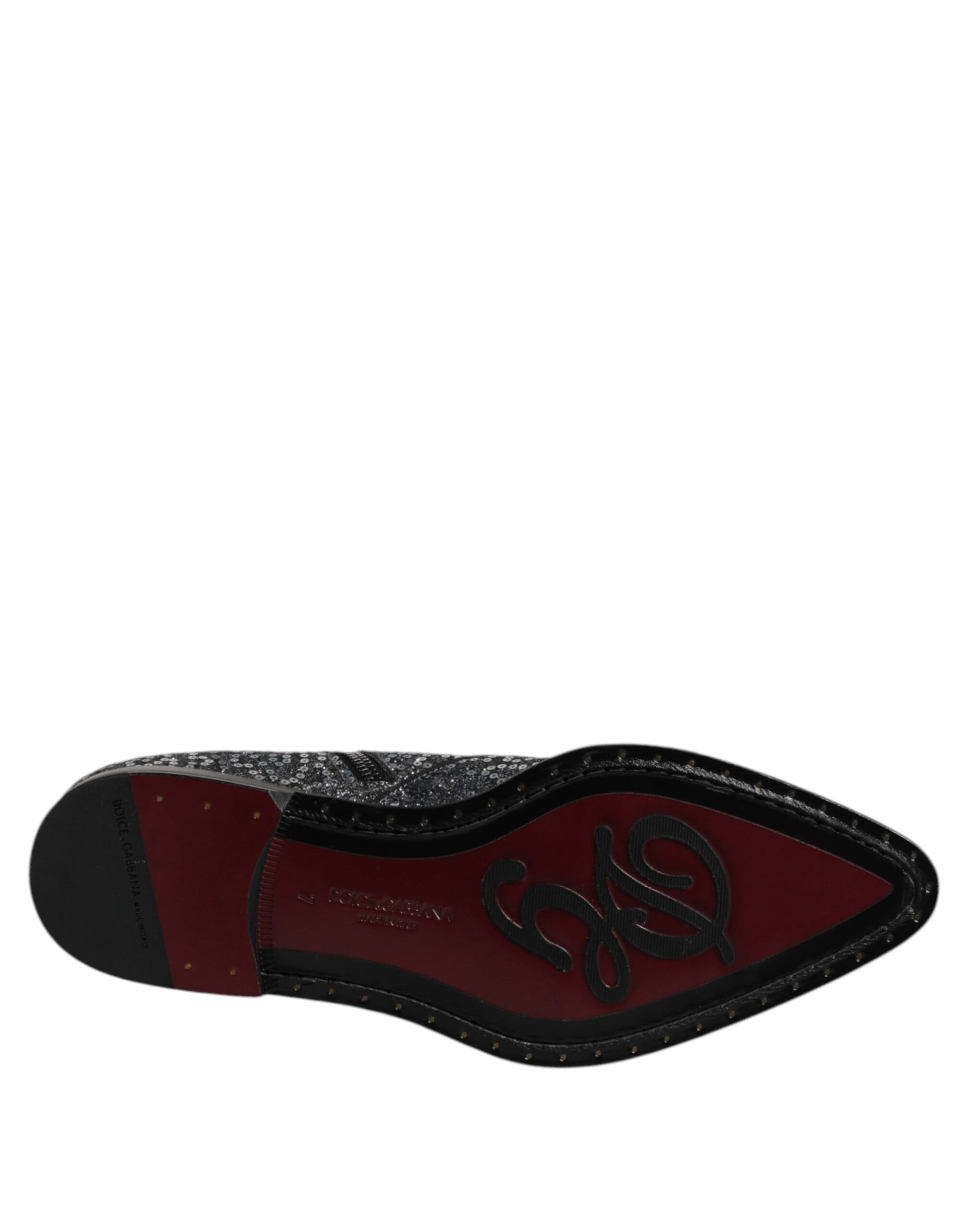 Dolce & Gabbana Dark Gray Cotton Sequined Chelsea Boots Shoes Dolce & Gabbana