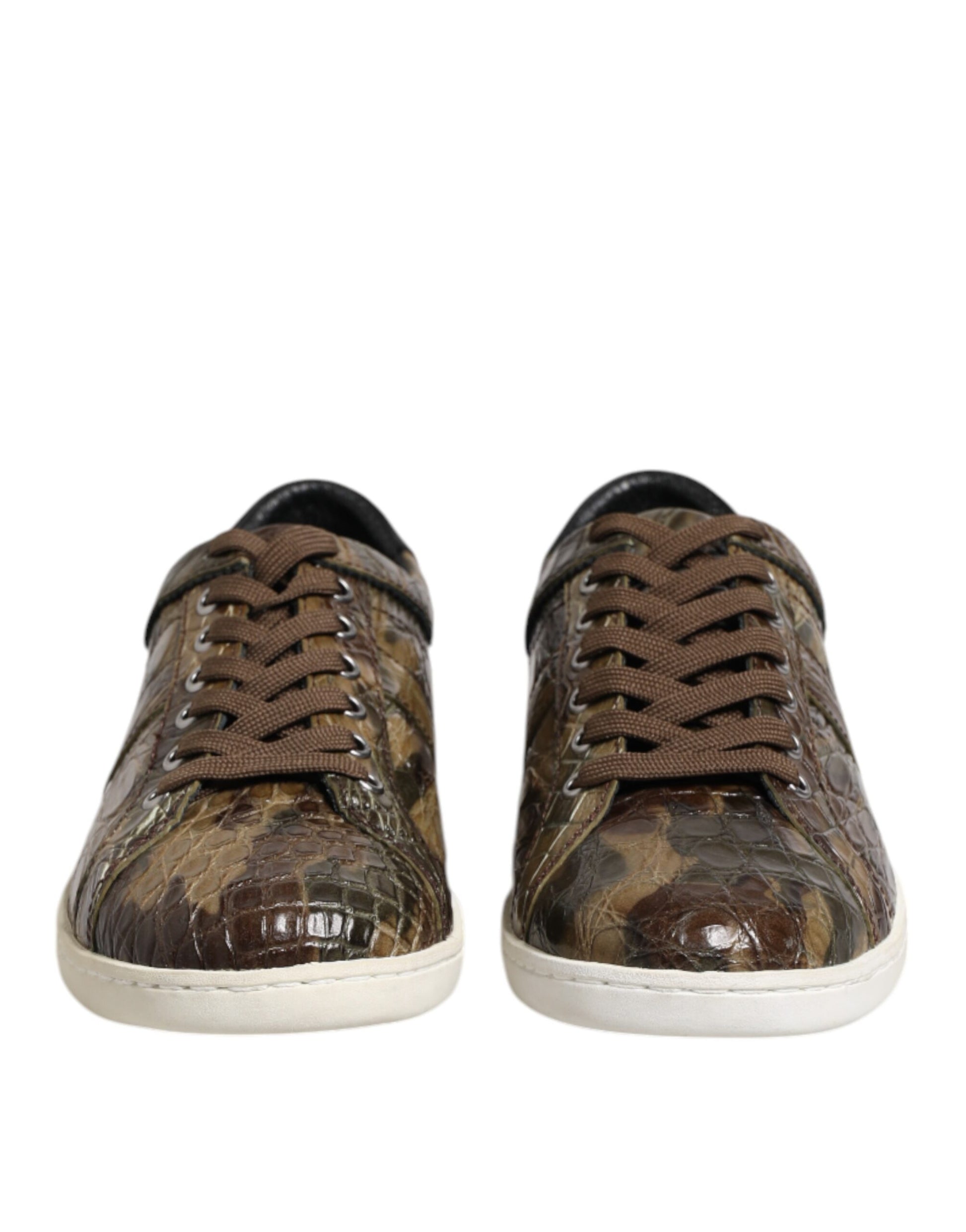 Dolce & Gabbana Brown Exotic Leather Low Top Sneakers Shoes Dolce & Gabbana