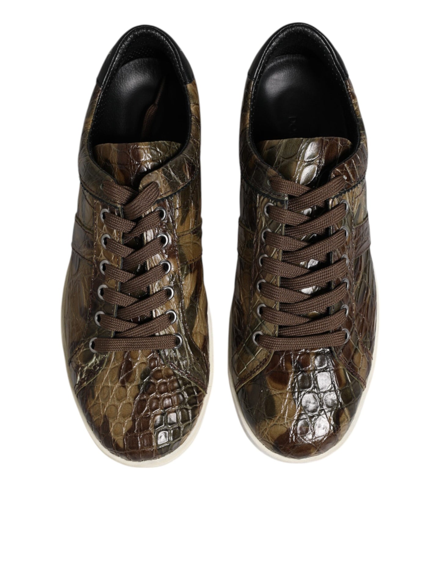 Dolce & Gabbana Brown Exotic Leather Low Top Sneakers Shoes Dolce & Gabbana