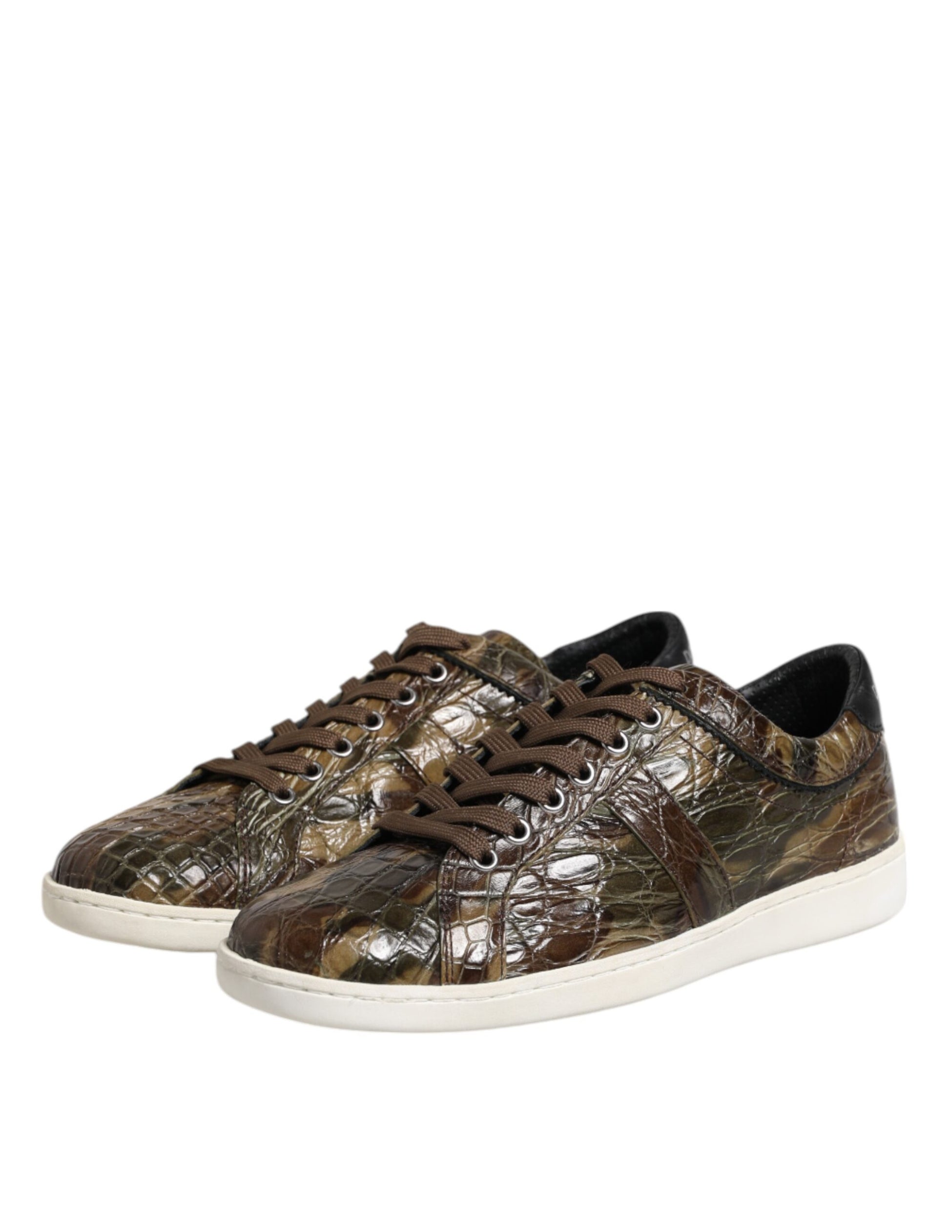 Dolce & Gabbana Brown Exotic Leather Low Top Sneakers Shoes Dolce & Gabbana
