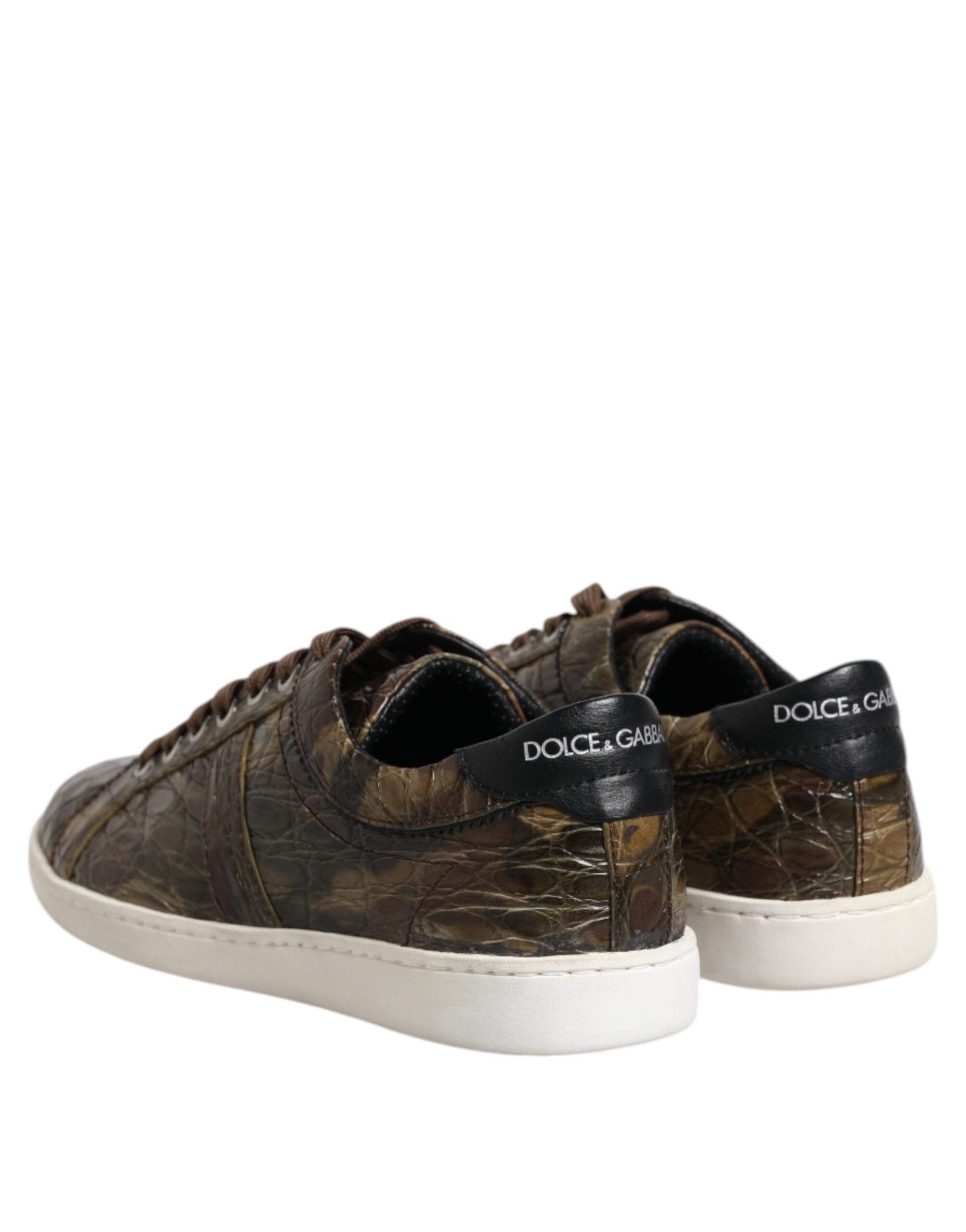 Dolce & Gabbana Brown Exotic Leather Low Top Sneakers Shoes Dolce & Gabbana