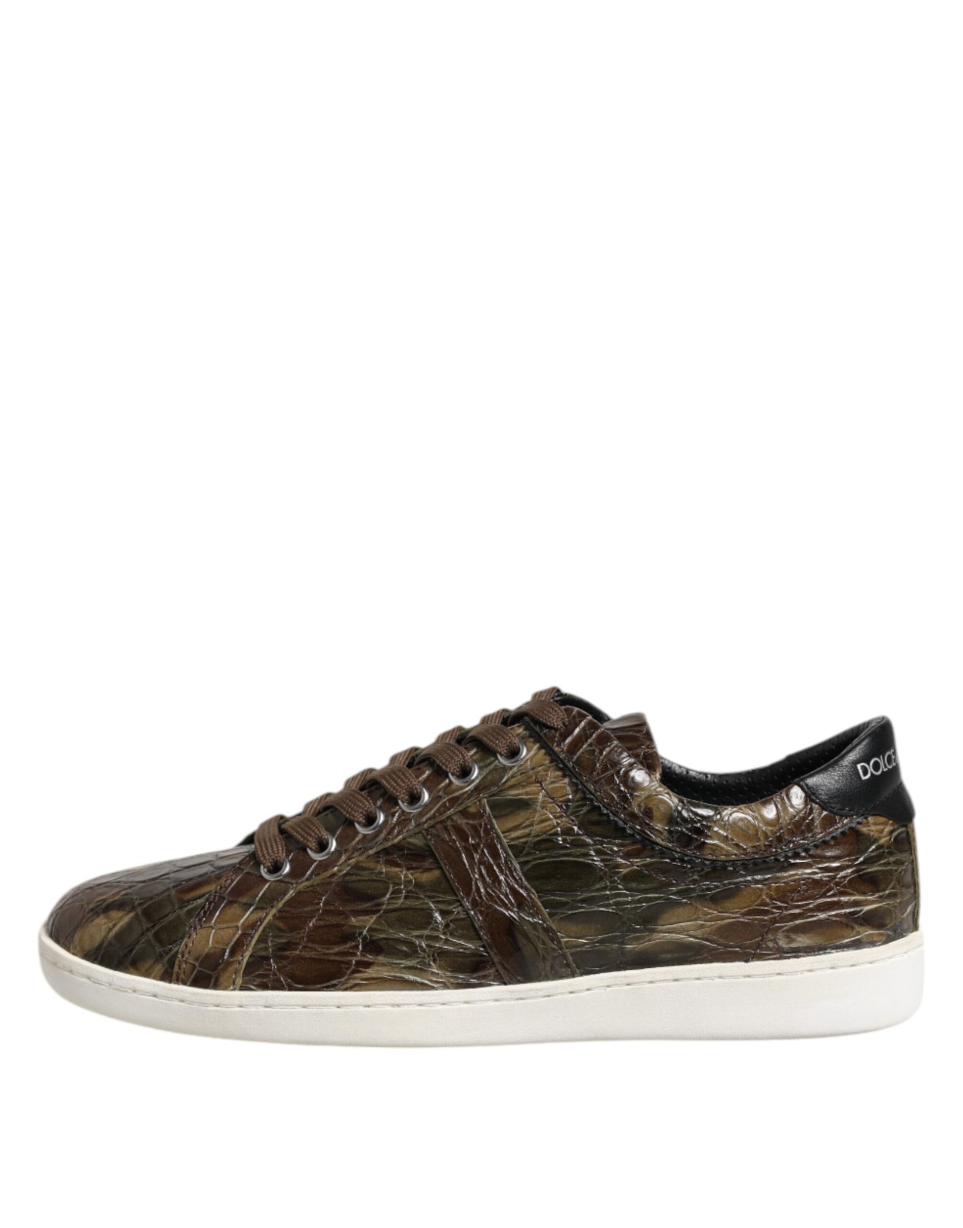 Dolce & Gabbana Brown Exotic Leather Low Top Sneakers Shoes Dolce & Gabbana