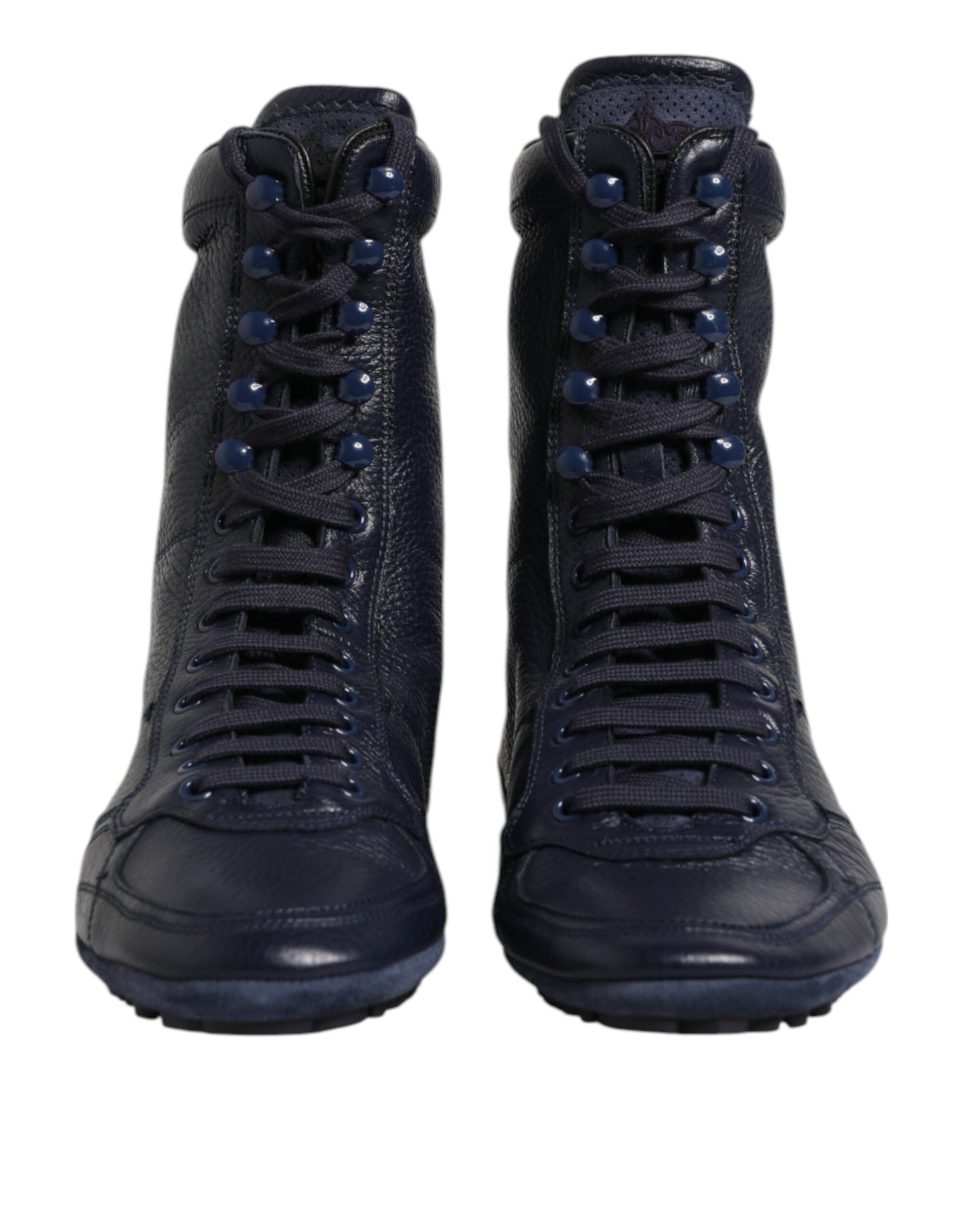 Dolce & Gabbana Dark Blue Leather KING High Top Sneakers Shoes Dolce & Gabbana