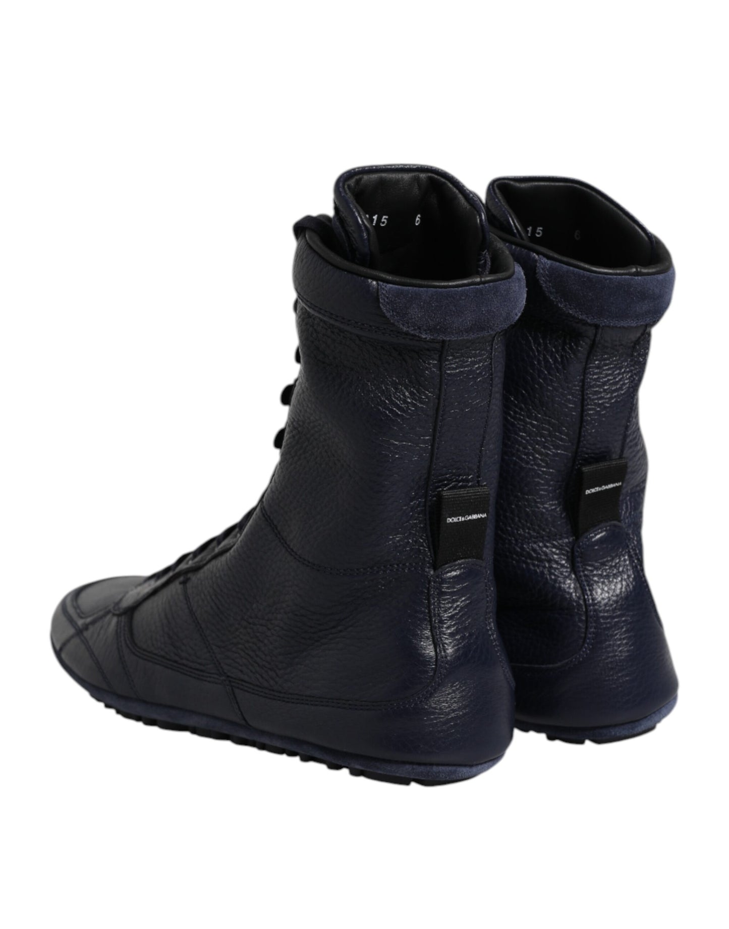 Dolce & Gabbana Dark Blue Leather KING High Top Sneakers Shoes Dolce & Gabbana