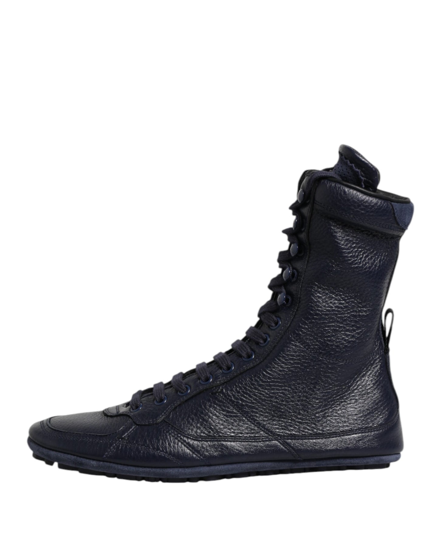 Dolce & Gabbana Dark Blue Leather KING High Top Sneakers Shoes Dolce & Gabbana