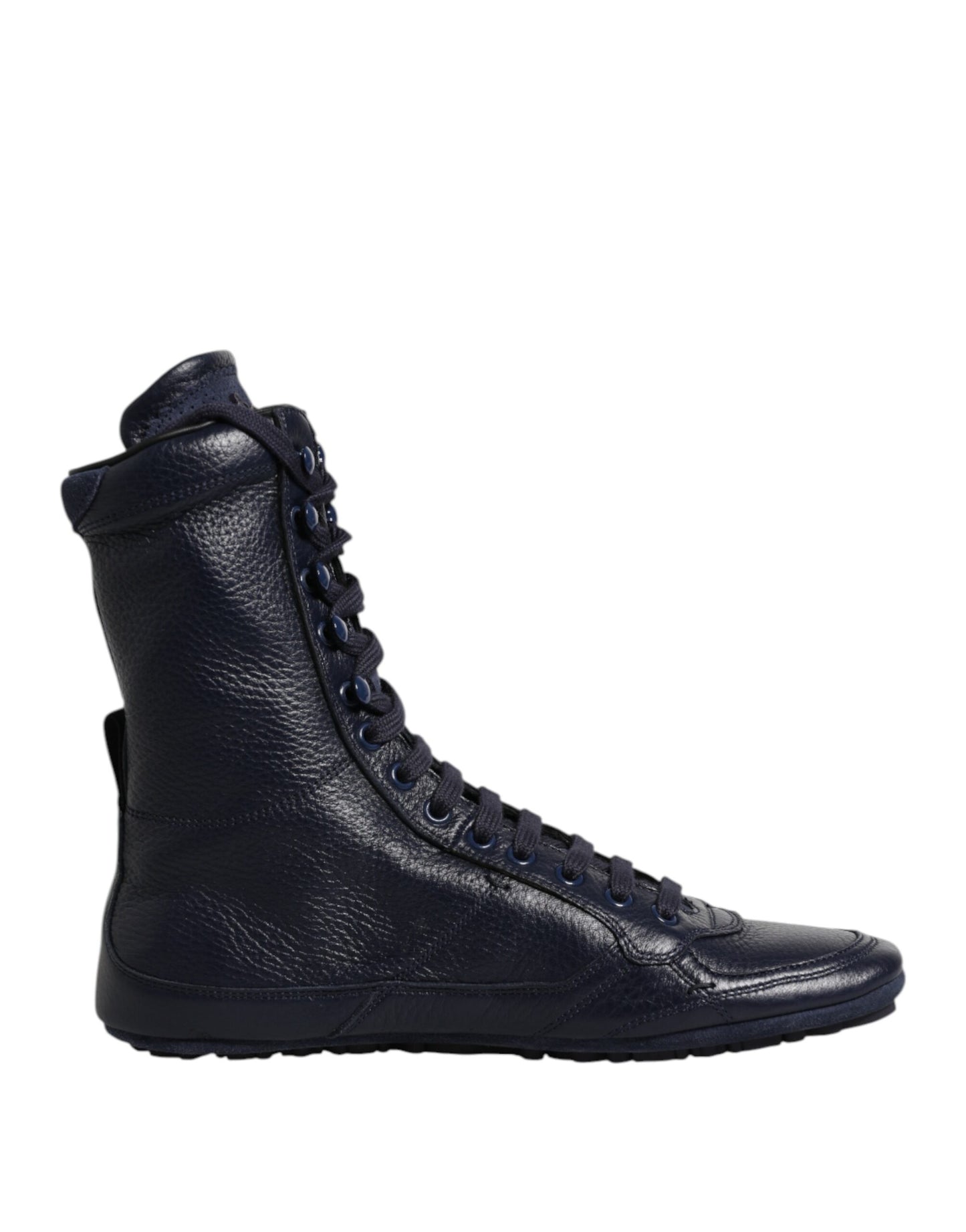 Dolce & Gabbana Dark Blue Leather KING High Top Sneakers Shoes Dolce & Gabbana