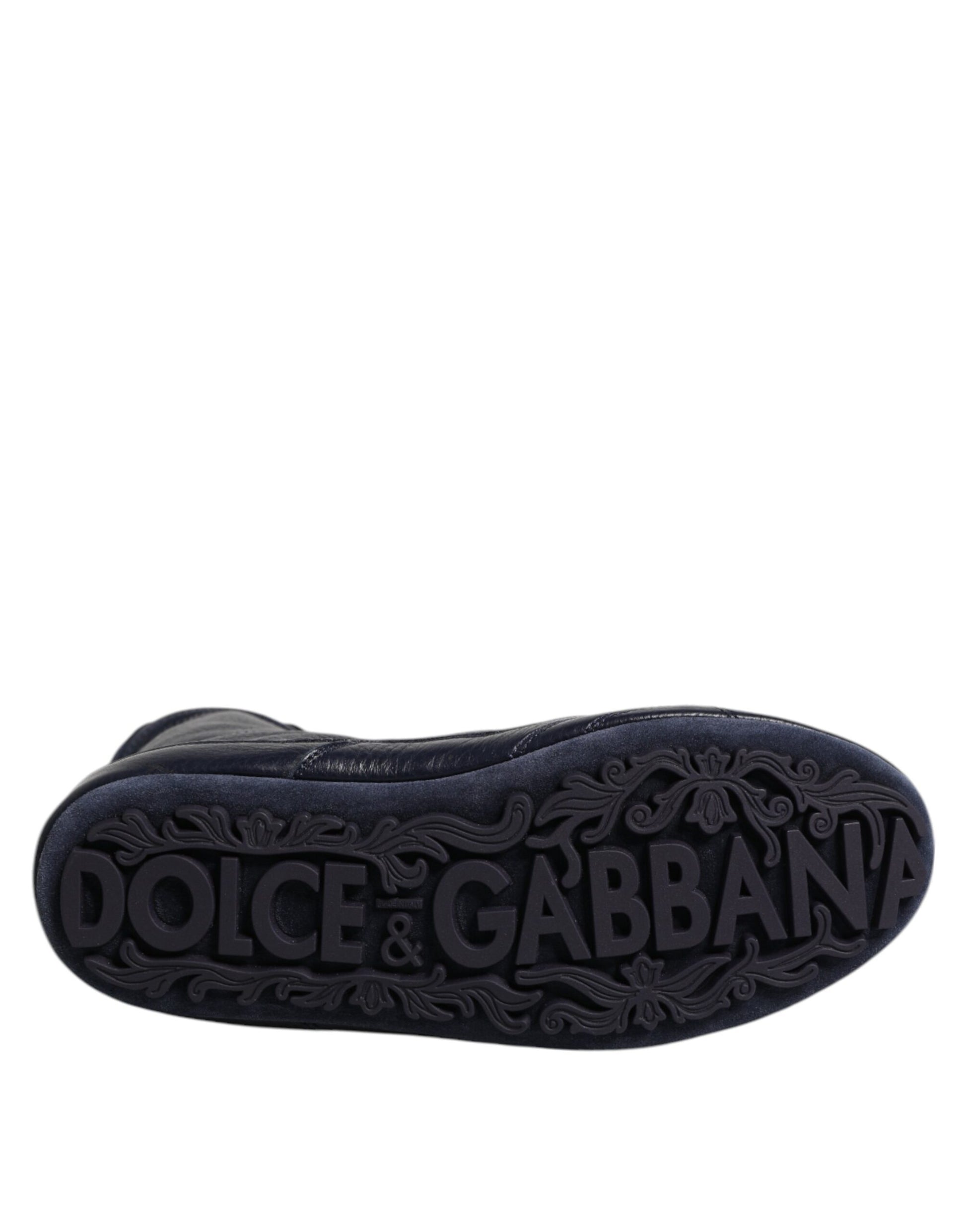 Dolce & Gabbana Dark Blue Leather KING High Top Sneakers Shoes Dolce & Gabbana