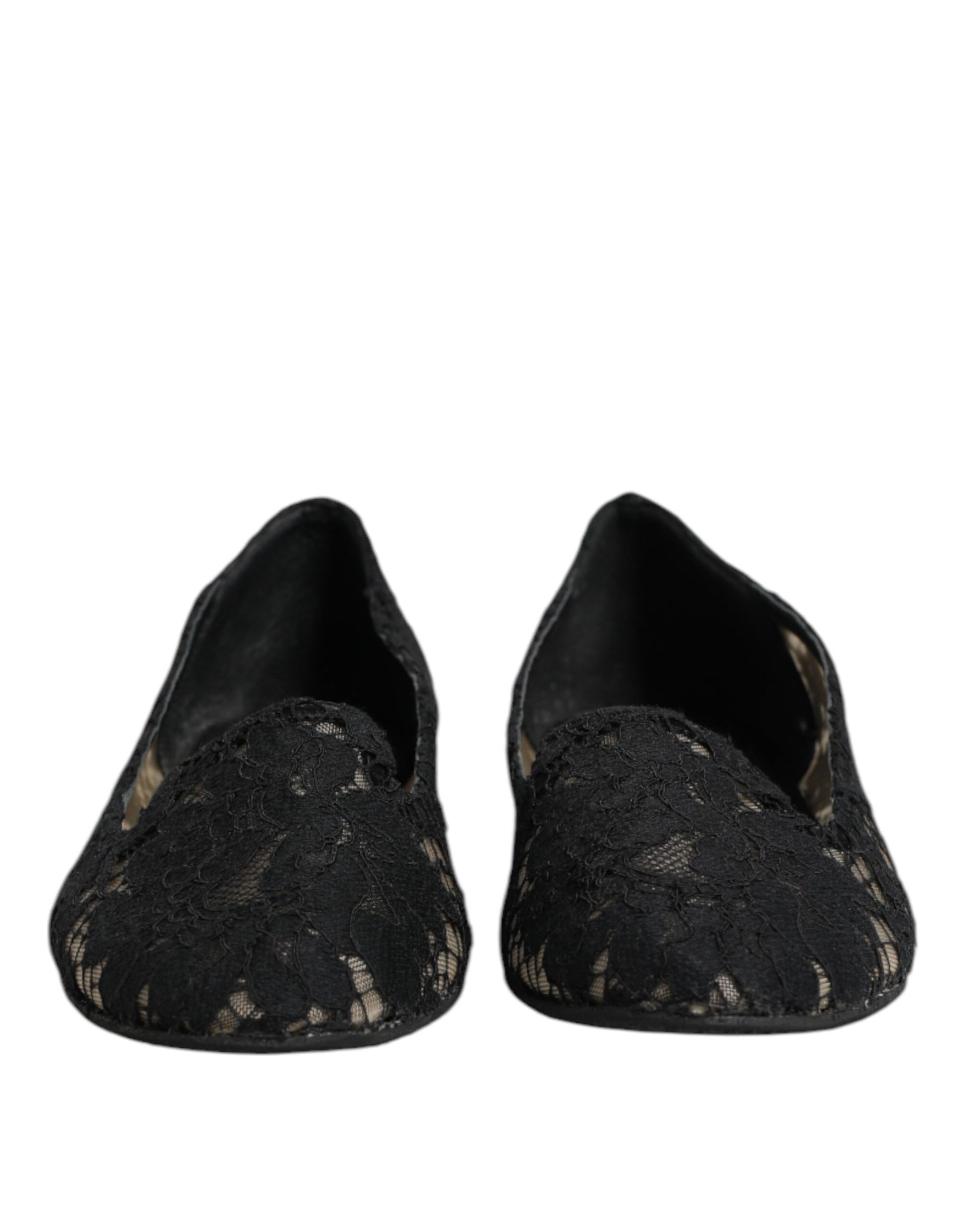 Dolce & Gabbana Black Taormina Lace Slip On Flats Shoes Dolce & Gabbana