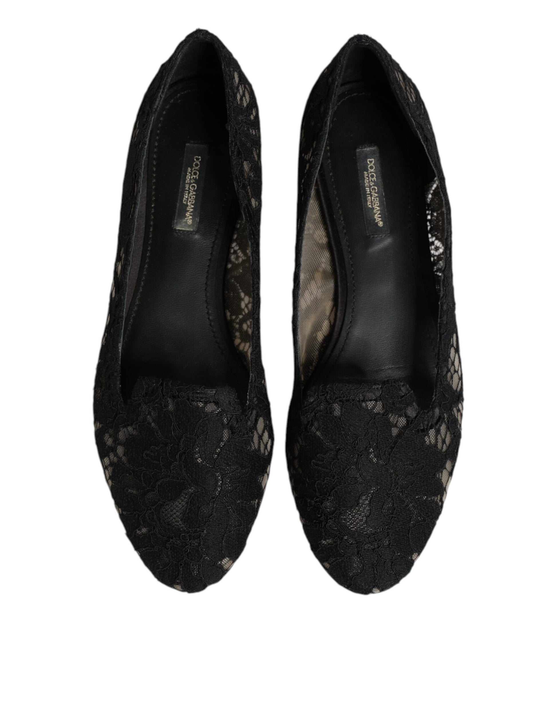 Dolce & Gabbana Black Taormina Lace Slip On Flats Shoes Dolce & Gabbana