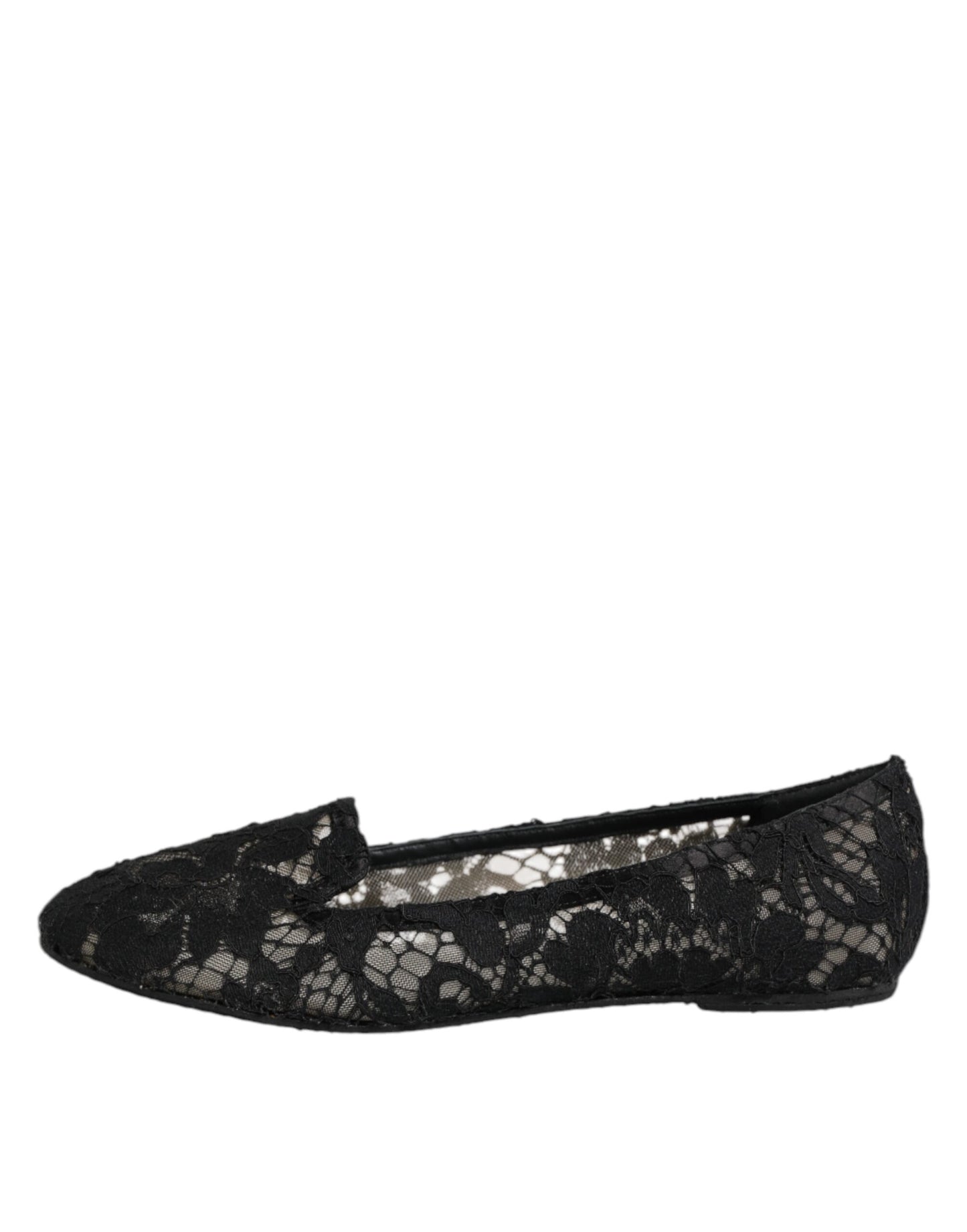 Dolce & Gabbana Black Taormina Lace Slip On Flats Shoes Dolce & Gabbana