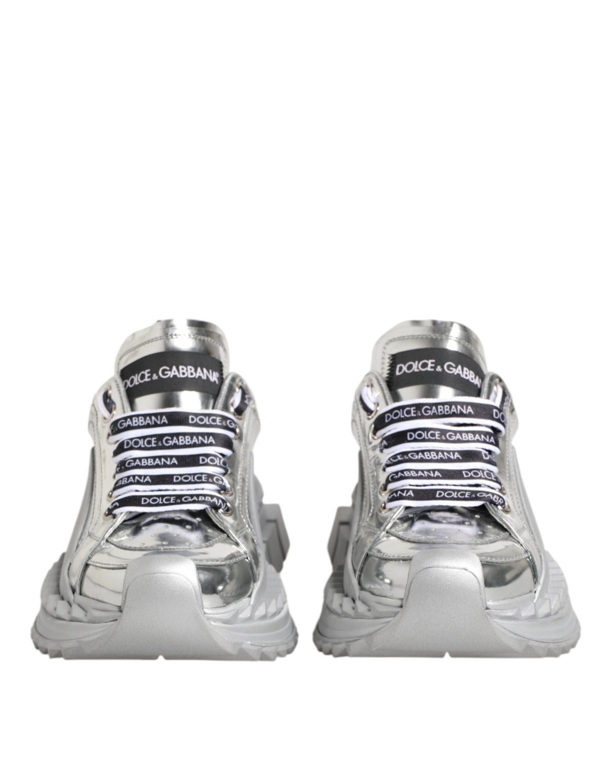 Dolce & Gabbana Silver Leather Super Queen Sneakers Shoes Dolce & Gabbana