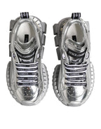Dolce & Gabbana Silver Leather Super Queen Sneakers Shoes
