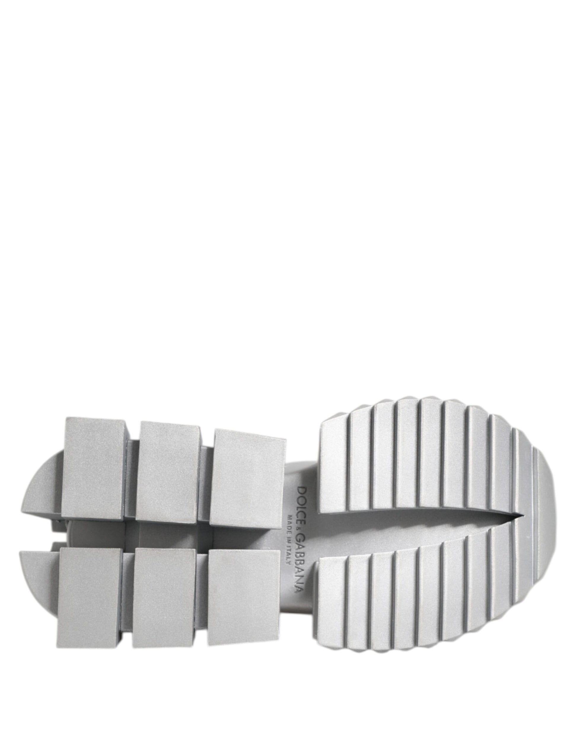 Dolce & Gabbana Silver Leather Super Queen Sneakers Shoes Dolce & Gabbana