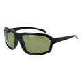 Serengeti black plastic sunglasses with dark tinted lenses, stylish and lightweight for sun protection.