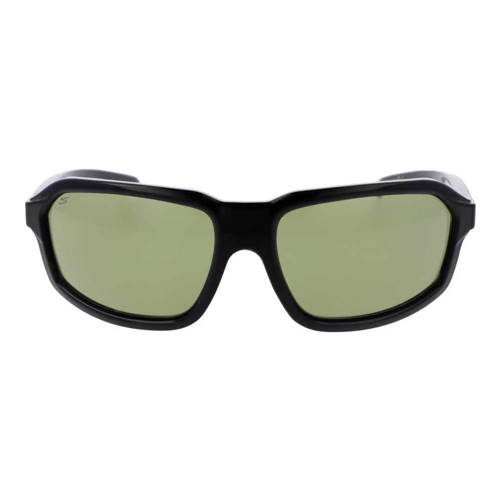 Serengeti black plastic sunglasses with dark lenses, stylish and lightweight eyewear for sun protection.