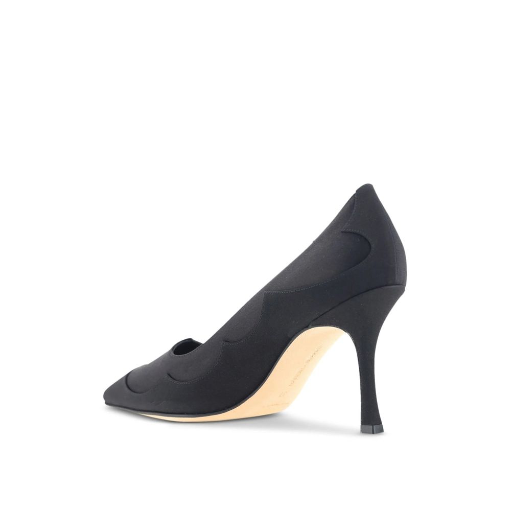 Manolo Blahnik Black Silk High Heel Pumps