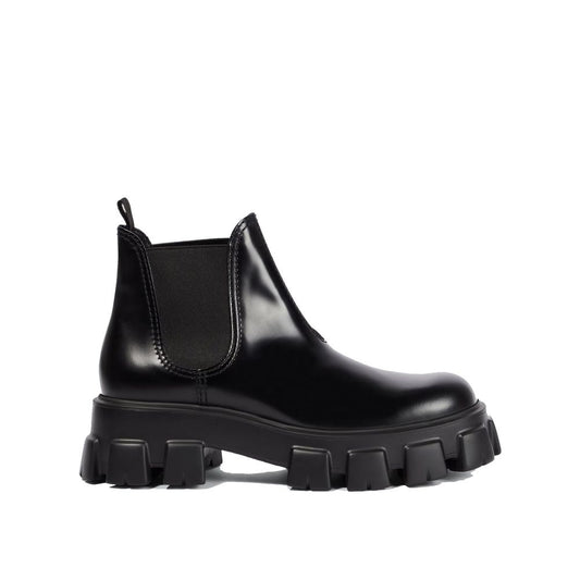 Prada Monolith Leather Ankle Boots Prada