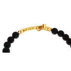 Nialaya Matte Onyx Stone Gold CZ Cross 925 Silver Bracelet